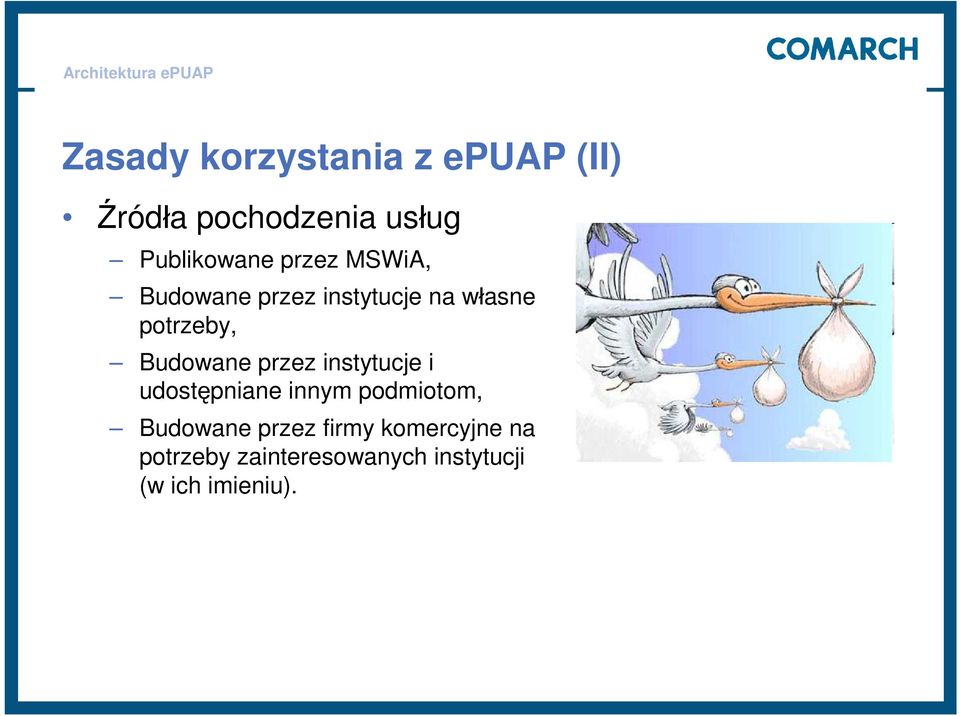 przez instytucje i udostępniane innym podmiotom, Budowane przez