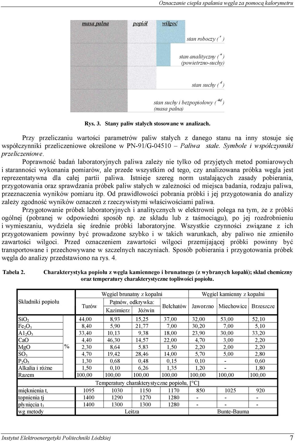 Popawność badań laboaoyjnych paliwa zależy nie ylko od pzyjęych meod pomiaowych i saanności wykonania pomiaów, ale pzede wszyskim od ego, czy analizowana póbka węgla jes epezenaywna dla całej paii