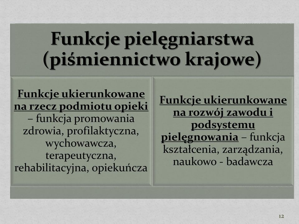 terapeutyczna, rehabilitacyjna, opiekuńcza Funkcje ukierunkowane na rozwój