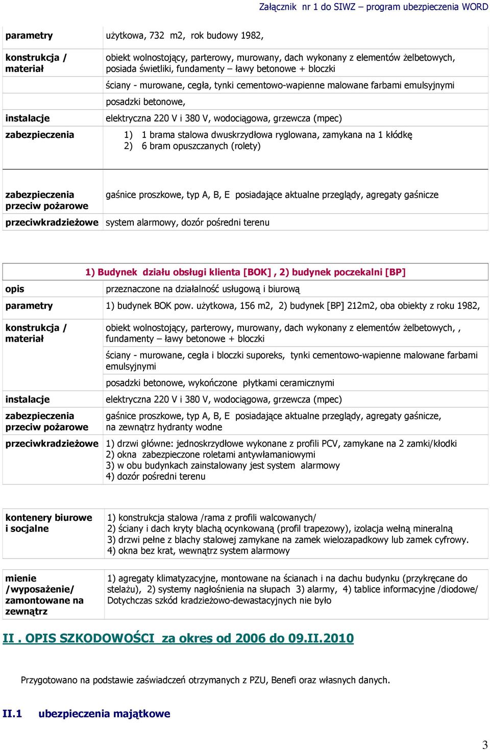 wodociągowa, gzewcza (mpec) 1) 1 bama stalowa dwuskzydłowa yglowana, zamykana na 1 kłódkę 2) 6 bam opuszczanych (olety) zabezpieczenia pzeciw pożaowe gaśnice poszkowe, typ A, B, E posiadające