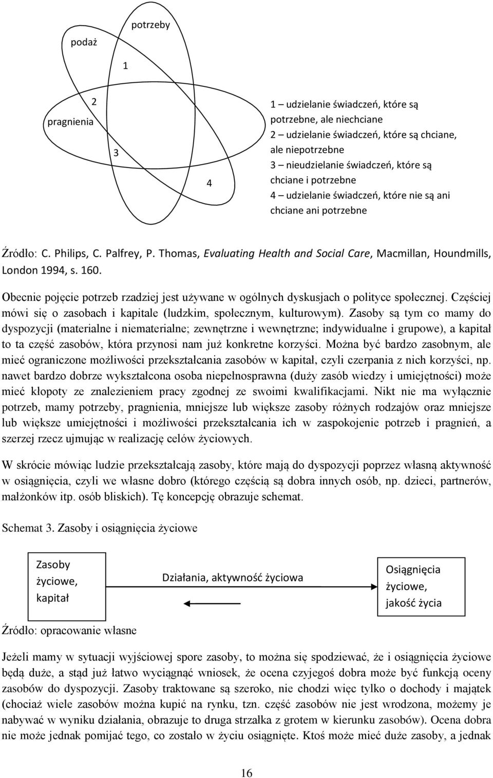 Obecnie pojęcie potrzeb rzadziej jest używane w ogólnych dyskusjach o polityce społecznej. Częściej mówi się o zasobach i kapitale (ludzkim, społecznym, kulturowym).