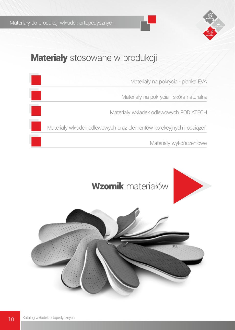 Materiały wkładek odlewowych PODIATECH Materiały wkładek odlewowych oraz elementów