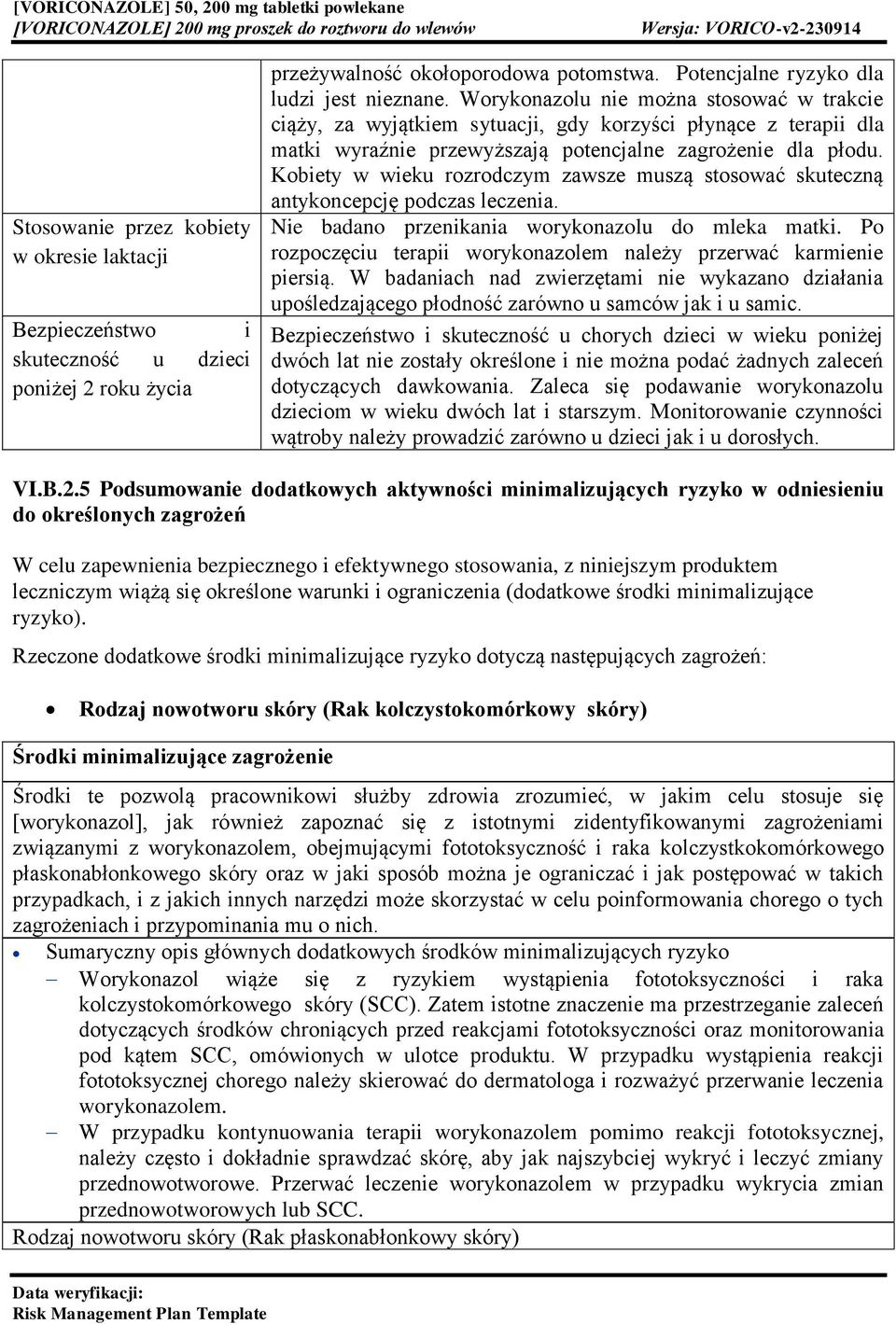 Kobiety w wieku rozrodczym zawsze muszą stosować skuteczną antykoncepcję podczas leczenia. Nie badano przenikania worykonazolu do mleka matki.