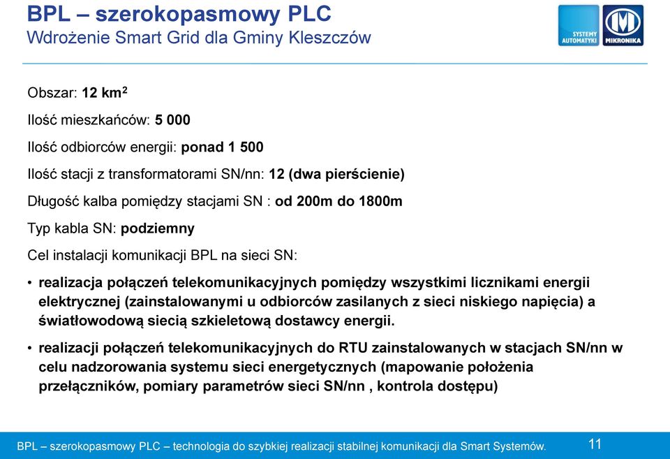 licznikami energii elektrycznej (zainstalowanymi u odbiorców zasilanych z sieci niskiego napięcia) a światłowodową siecią szkieletową dostawcy energii.