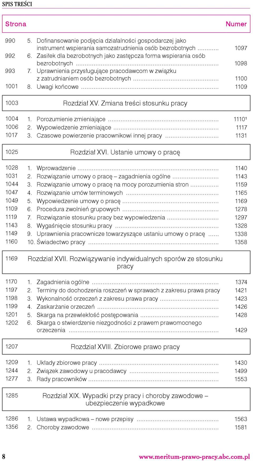 Uwagi końcowe... 1109 1003 Rozdział XV. Zmiana treści stosunku pracy 1004 1. Porozumienie zmieniające... 1110¹ 1006 2. Wypowiedzenie zmieniające... 1117 1017 3.