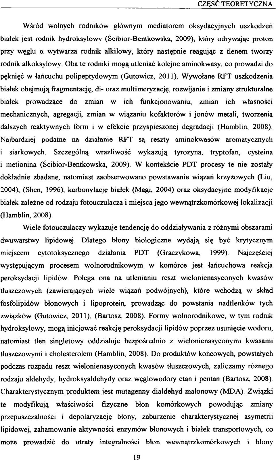 Wywołane RFT uszkodzenia białek obejmują fragmentację, di- oraz multimeryzację, rozwijanie i zmiany strukturalne białek prowadzące do zmian w ich funkcjonowaniu, zmian ich własności mechanicznych,