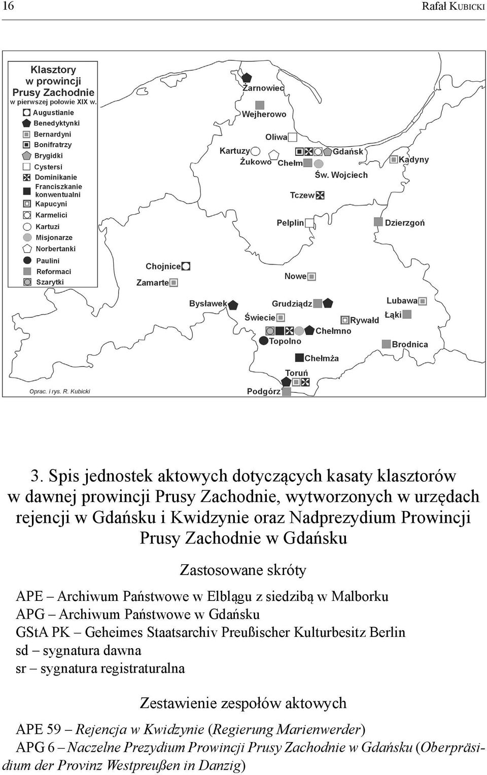 Nadprezydium Prowincji Prusy Zachodnie w Gdańsku Zastosowane skróty APE Archiwum Państwowe w Elblągu z siedzibą w Malborku APG Archiwum Państwowe w Gdańsku