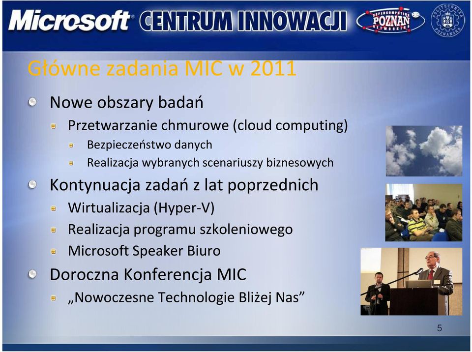 Kontynuacja zadań z lat poprzednich Wirtualizacja (Hyper-V) Realizacja programu