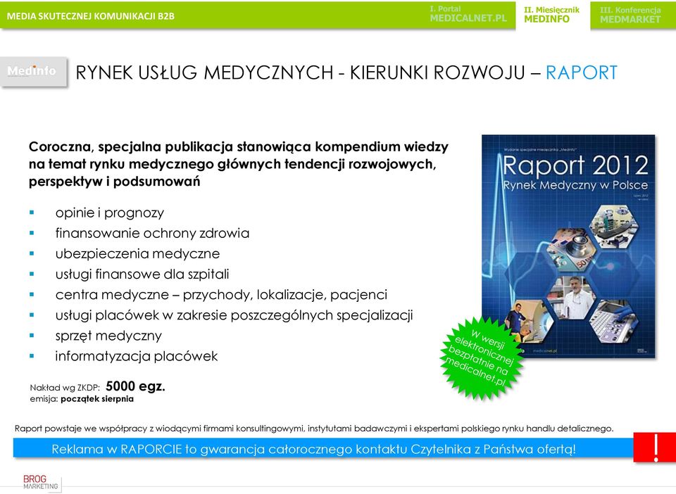 w zakresie poszczególnych specjalizacji sprzęt medyczny informatyzacja placówek Nakład wg ZKDP: 5000 egz.