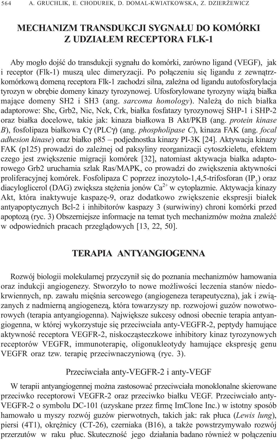 Po po³¹czeniu siê ligandu z zewn¹trzkomórkow¹ domen¹ receptora Flk-1 zachodzi silna, zale na od ligandu autofosforylacja tyrozyn w obrêbie domeny kinazy tyrozynowej.