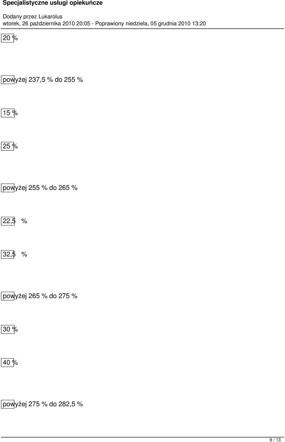 32,5 % powyżej 265 % do 275 % 30 %