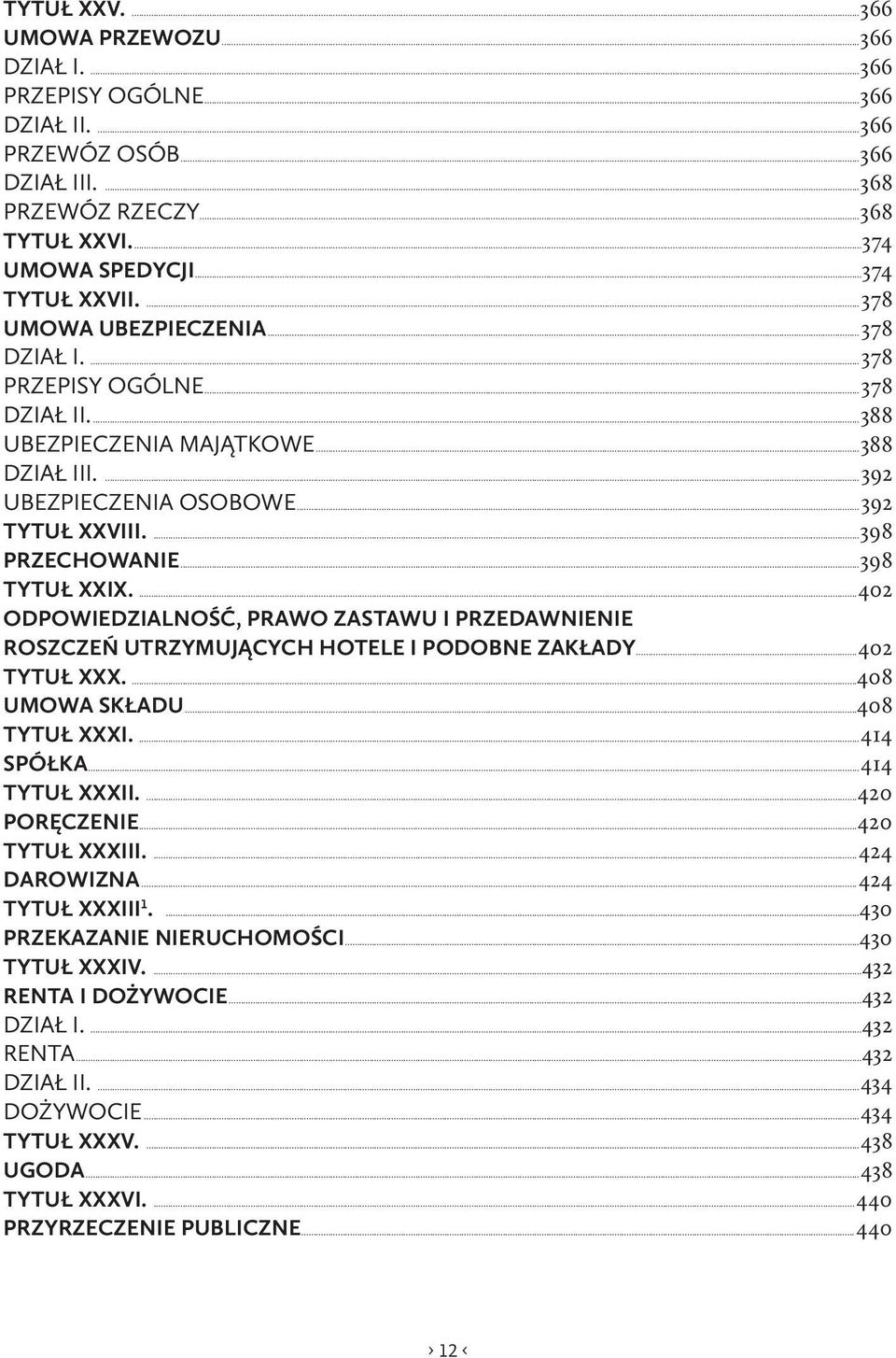 ..398 TYTUŁ XXIX....402 ODPOWIEDZIALNOŚĆ, PRAWO ZASTAWU I PRZEDAWNIENIE ROSZCZEŃ UTRZYMUJĄCYCH HOTELE I PODOBNE ZAKŁADY...402 TYTUŁ XXX....408 UMOWA SKŁADU...408 TYTUŁ XXXI....414 SPÓŁKA.