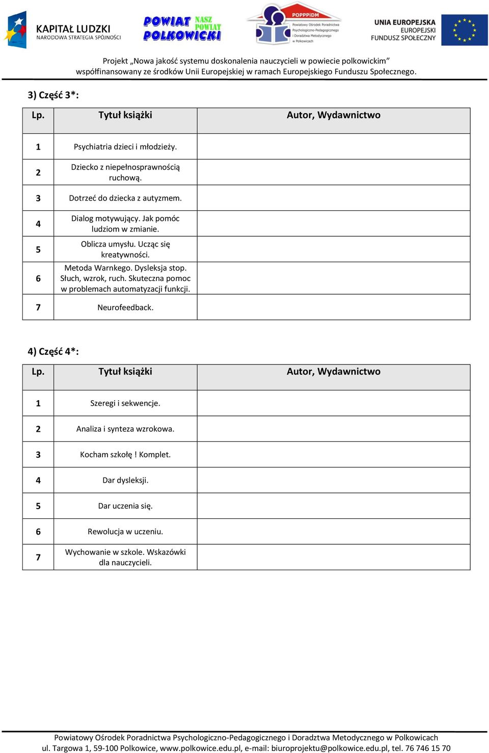 Dysleksja stop. Słuch, wzrok, ruch. Skuteczna pomoc w problemach automatyzacji funkcji. 7 Neurofeedback. ) Część *: Lp.