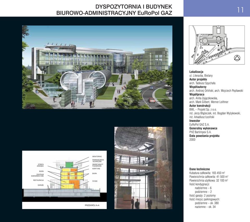 Arkadiusz oziƒski EuRoPol GAZ S.A. Generalny wykonawca PHZ Bartimpex S.A. 2000 MONITORING POMIESZCZENIA TECHNICZNE STREFA ZARZÑDU BIURA CENTRUM KONFERENCYJNE RESTAURACJA GARA E SEKRETARIATY PLENEROWE