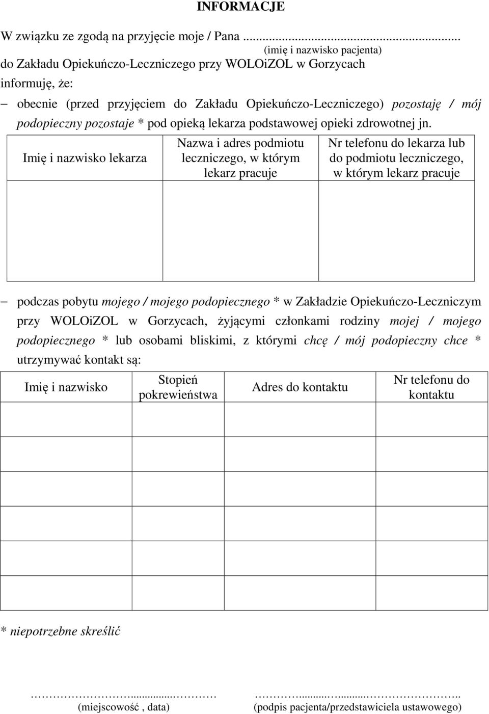 podstawowej opieki zdrowotnej jn.
