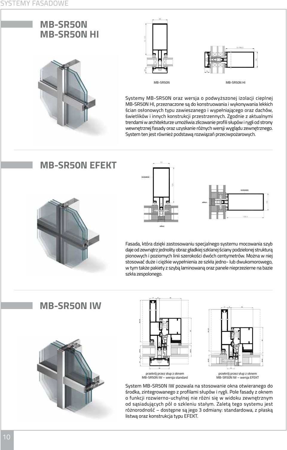 Zgodnie z aktualnymi trendami w architekturze umożliwia zlicowanie profili słupów i rygli od strony wewnętrznej fasady oraz uzyskanie różnych wersji wyglądu zewnętrznego.