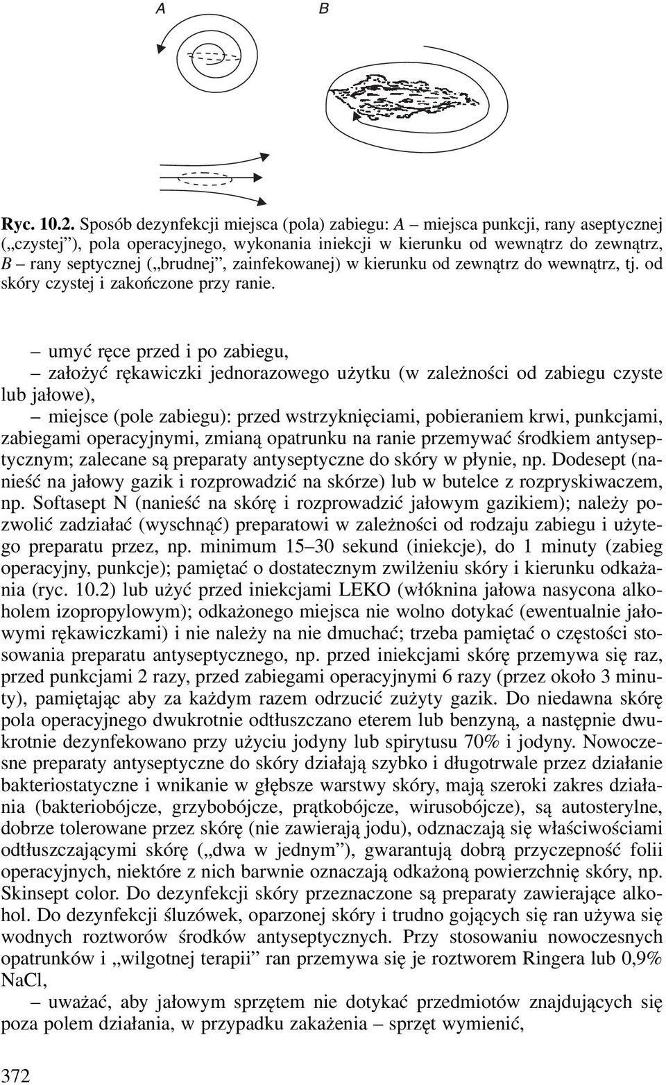 zainfekowanej) w kierunku od zewnątrz do wewnątrz, tj. od skóry czystej i zakończone przy ranie.