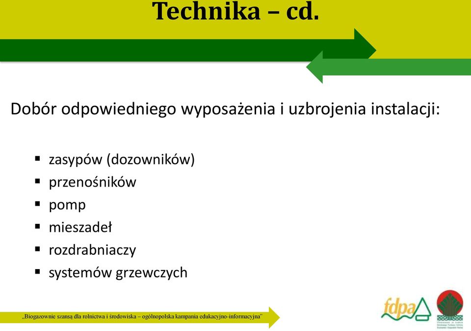 uzbrojenia instalacji: zasypów