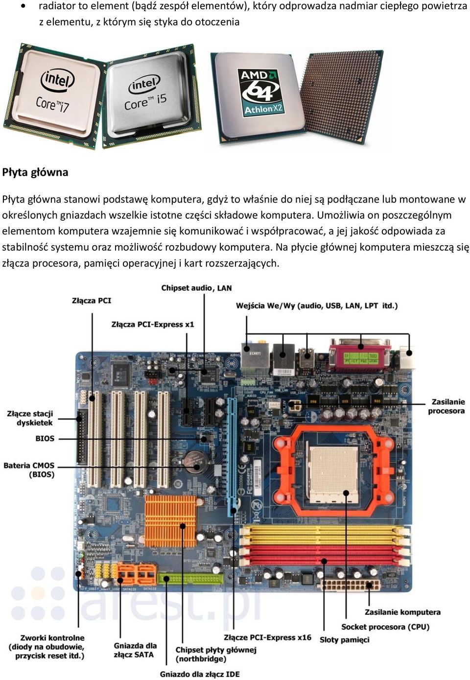 części składowe komputera.