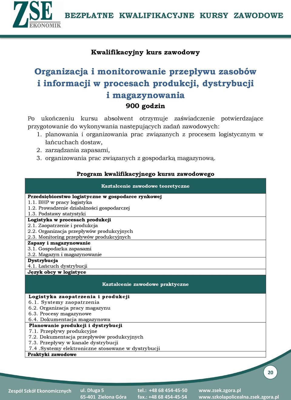 zarządzania zapasami, 3. organizowania prac związanych z gospodarką magazynową.