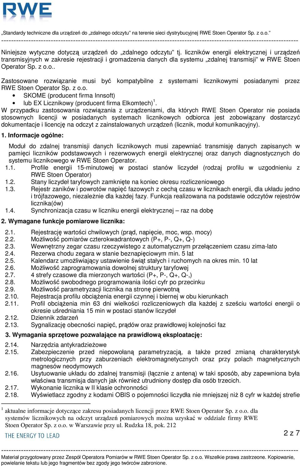 z o.o. SKOME (producent firma Innsoft) lub EX Licznikowy (producent firma Elkomtech) 1.