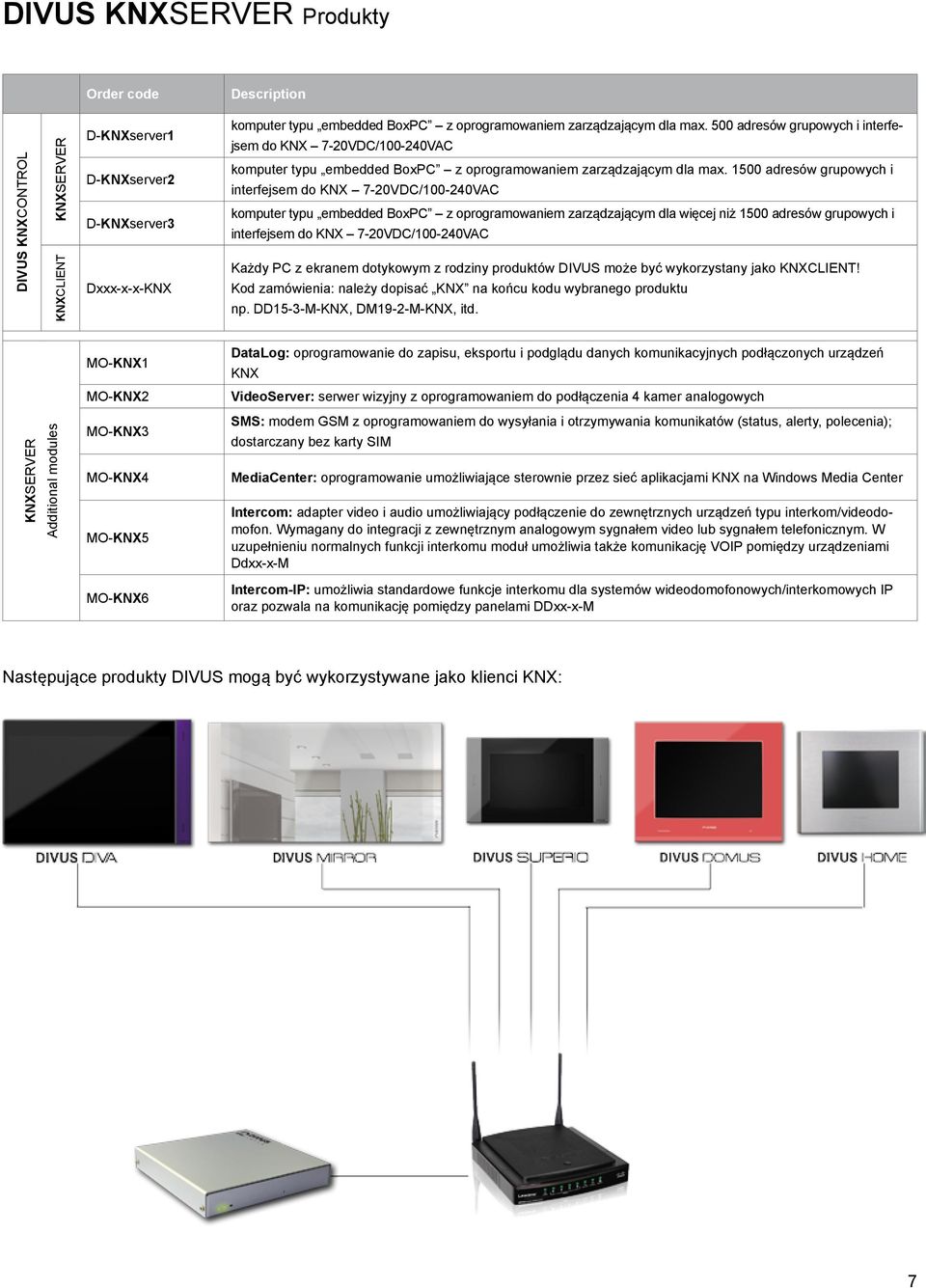 1500 adresów grupowych i interfejsem do KNX 7-20VDC/100-240VAC komputer typu embedded BoxPC z oprogramowaniem zarządzającym dla więcej niż 1500 adresów grupowych i interfejsem do KNX