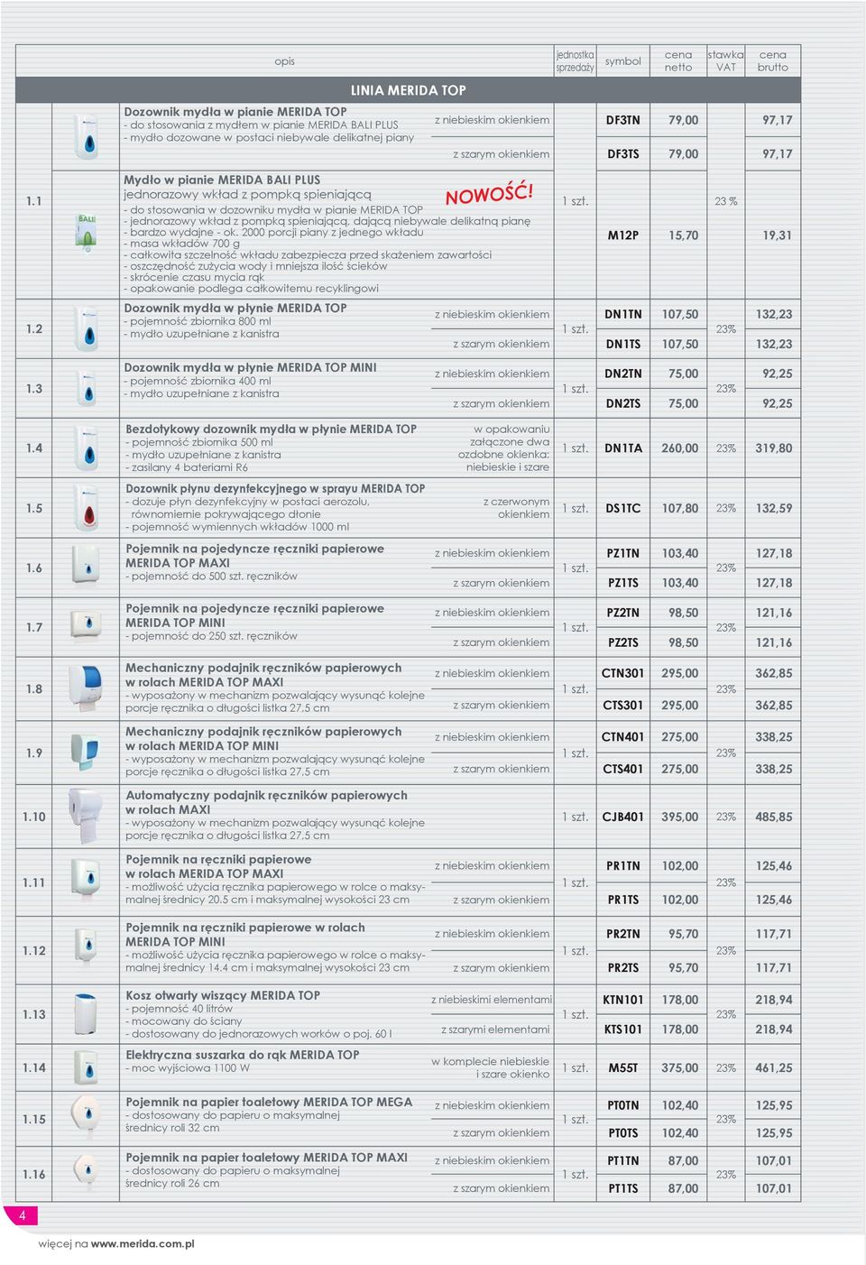 2 Mydło w pianie MERIDA BALI PLUS jednorazowy wkład z pompką spieniającą - do stosowania w dozowniku mydła w pianie MERIDA TOP - jednorazowy wkład z pompką spieniającą, dającą niebywale delikatną