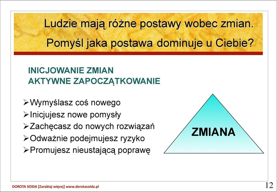 INICJOWANIE ZMIAN AKTYWNE ZAPOCZĄTKOWANIE Wymyślasz coś nowego