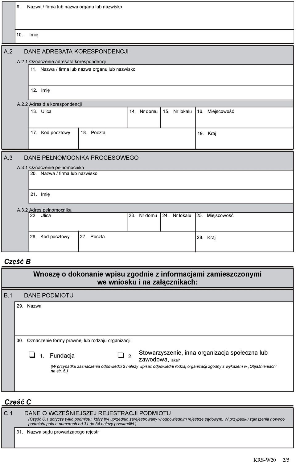 Nazwa / firma lub nazwisko 2 Imię A.