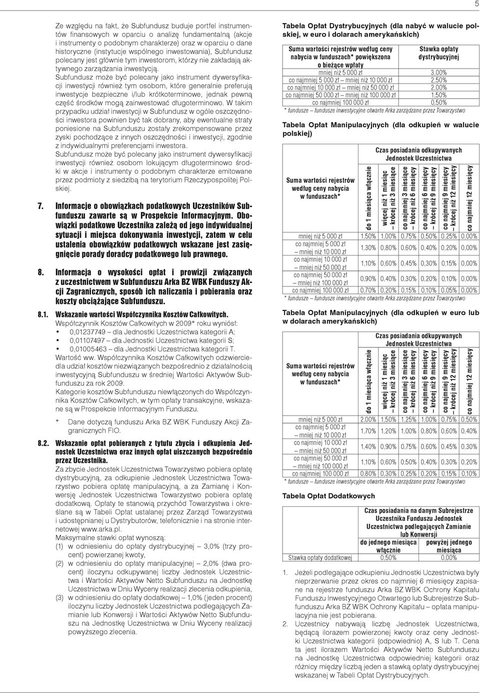 Subfundusz może być polecany jako instrument dywersyfikacji inwestycji również tym osobom, które generalnie preferują inwestycje bezpieczne i/lub krótkoterminowe, jednak pewną część środków mogą