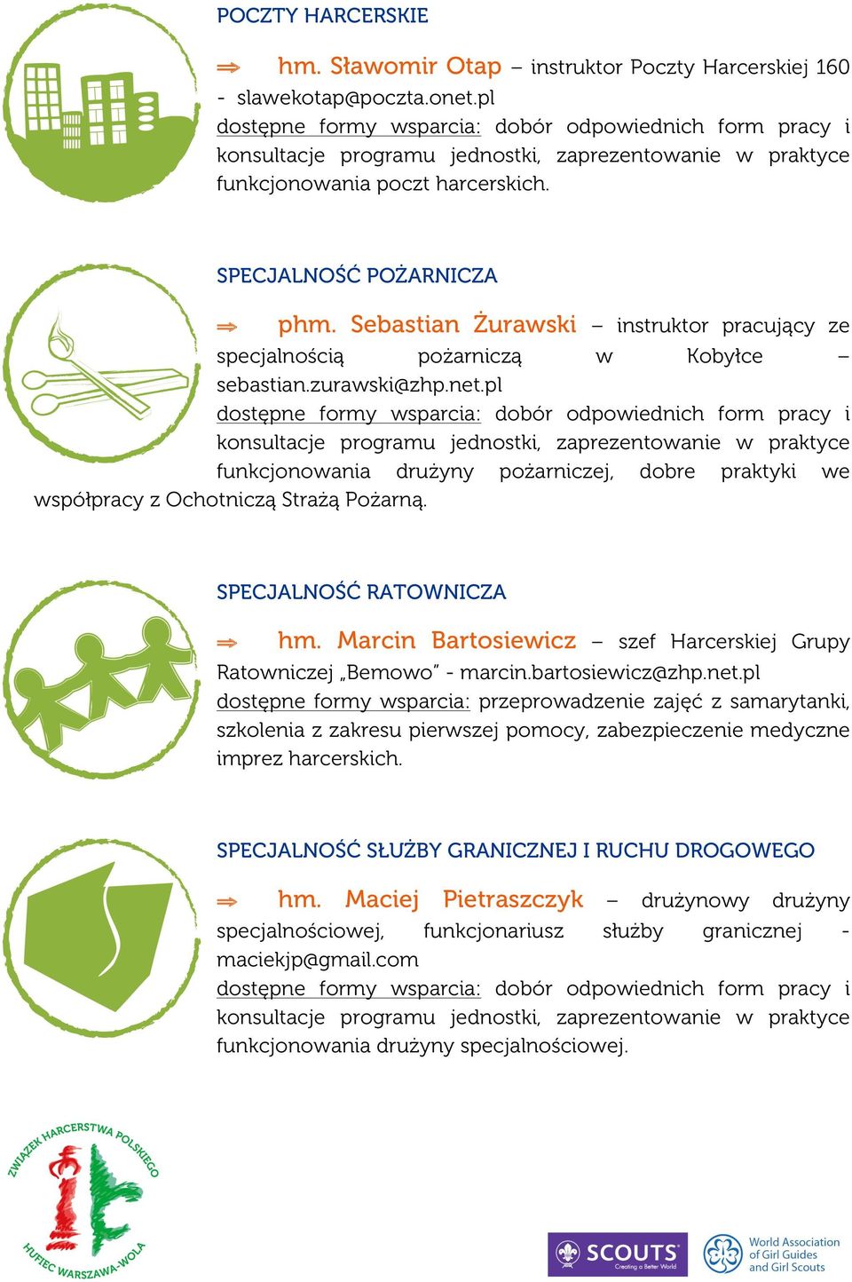 pl funkcjonowania drużyny pożarniczej, dobre praktyki we współpracy z Ochotniczą Strażą Pożarną. SPECJALNOŚĆ RATOWNICZA hm. Marcin Bartosiewicz szef Harcerskiej Grupy Ratowniczej Bemowo - marcin.