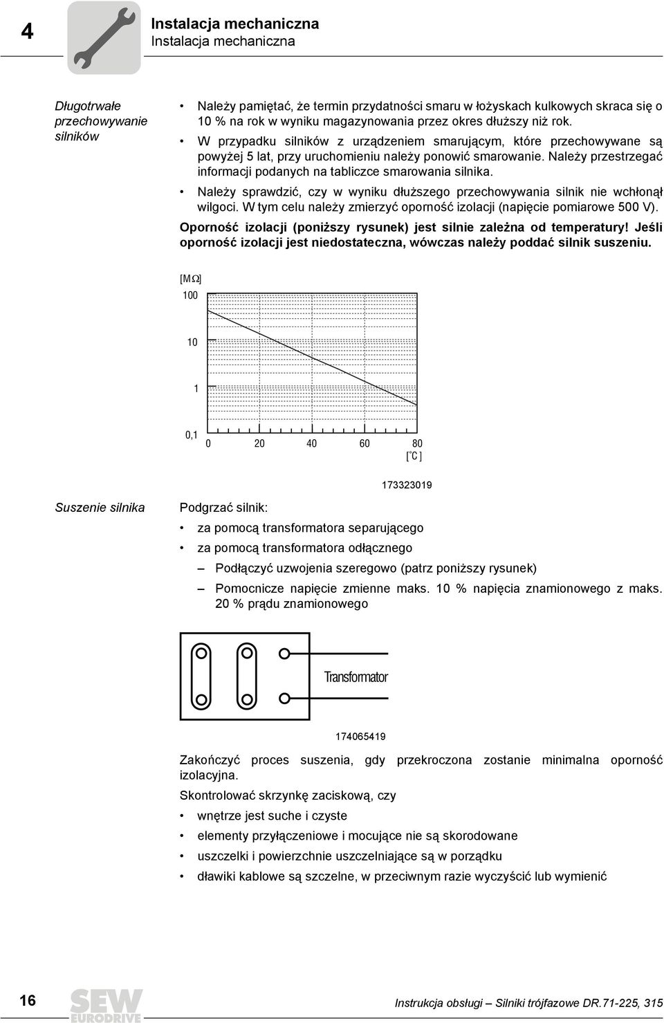 Należy przestrzegać informacji podanych na tabliczce smarowania silnika. Należy sprawdzić, czy w wyniku dłuższego przechowywania silnik nie wchłonął wilgoci.