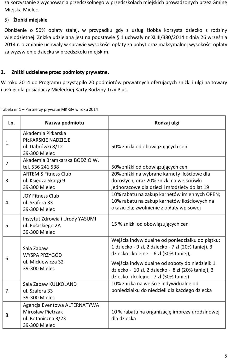 Zniżka udzielana jest na podstawie 1 uchwały nr XLIII/380/2014 z dnia 26 września 2014 r.