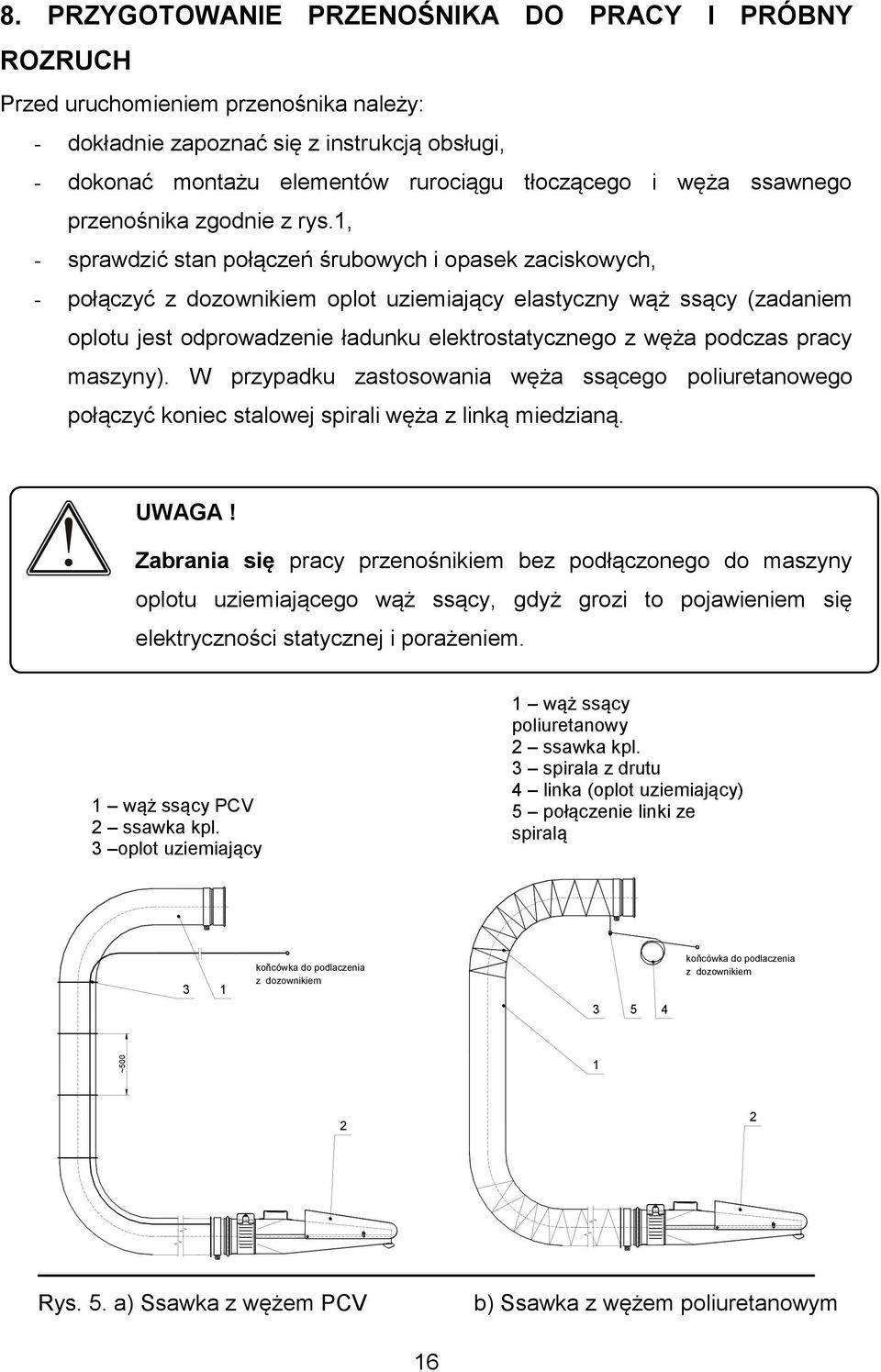 ssawnego przenośnika zgodnie z rys.