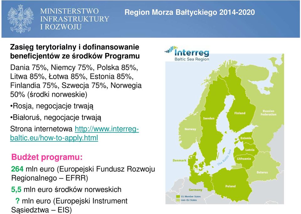 negocjacje trwają Białoruś, negocjacje trwają Strona internetowa http://www.interregbaltic.eu/how-to-apply.
