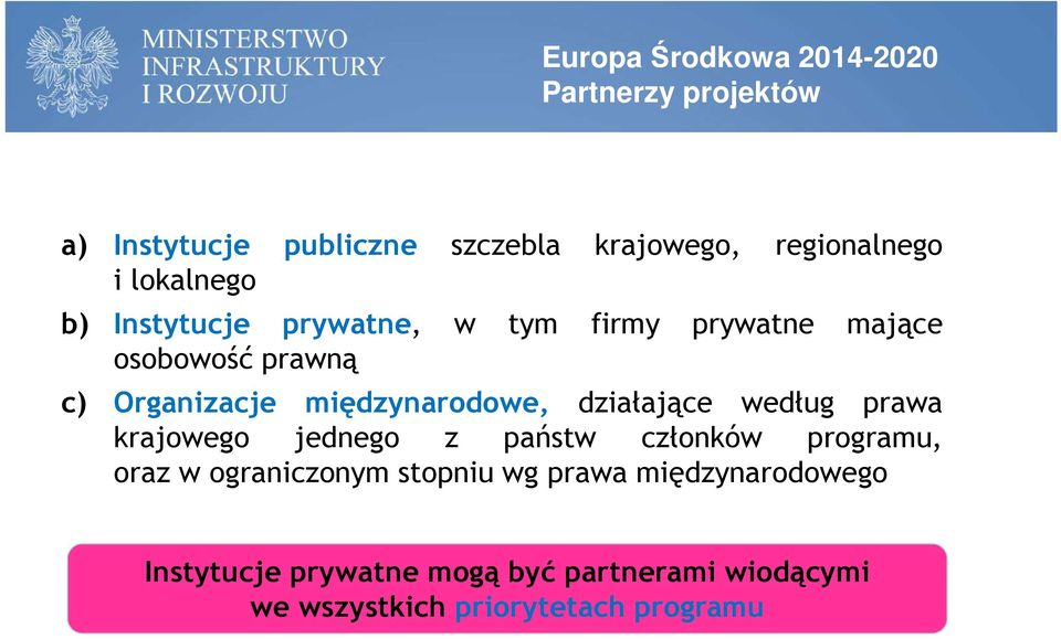 międzynarodowe, działające według prawa krajowego jednego z państw członków programu, oraz w ograniczonym