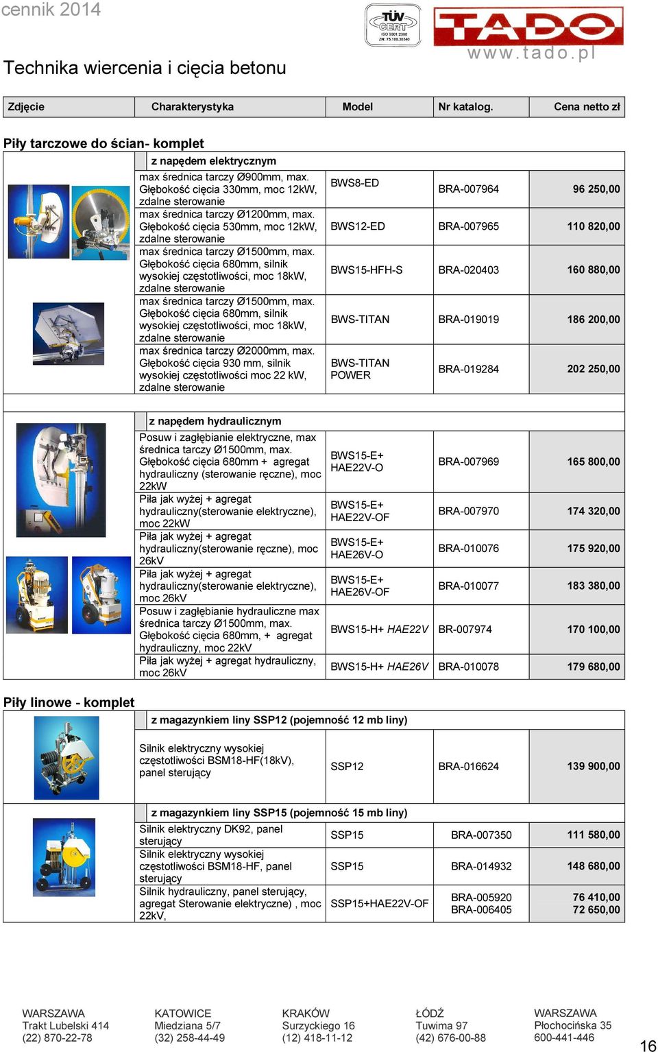 Głębokość cięcia 680mm, silnik wysokiej częstotliwości, moc 18kW, zdalne sterowanie max średnica tarczy Ø1500mm, max.