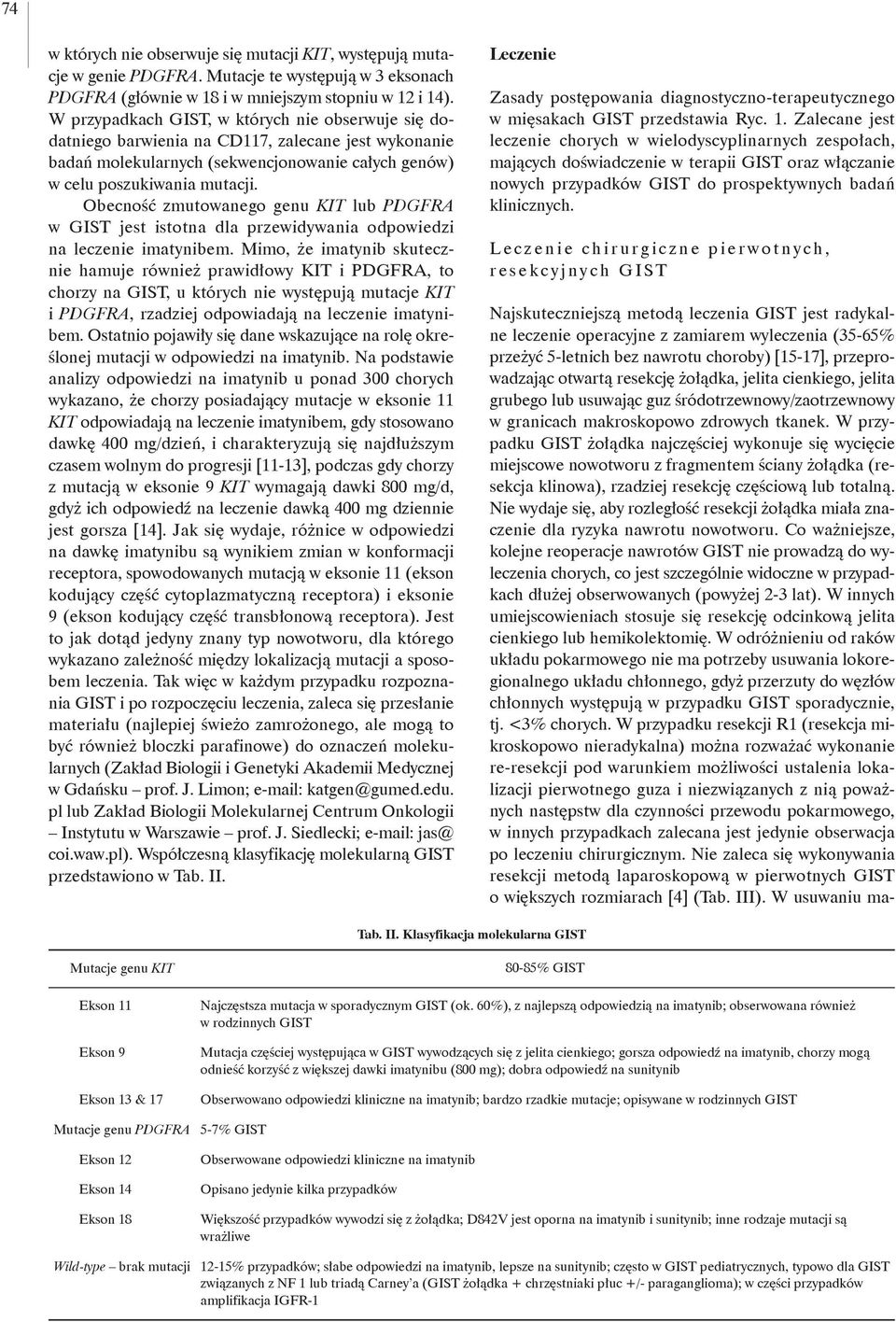 Obecność zmutowanego genu KIT lub PDGFRA w GIST jest istotna dla przewidywania odpowiedzi na leczenie imatynibem.