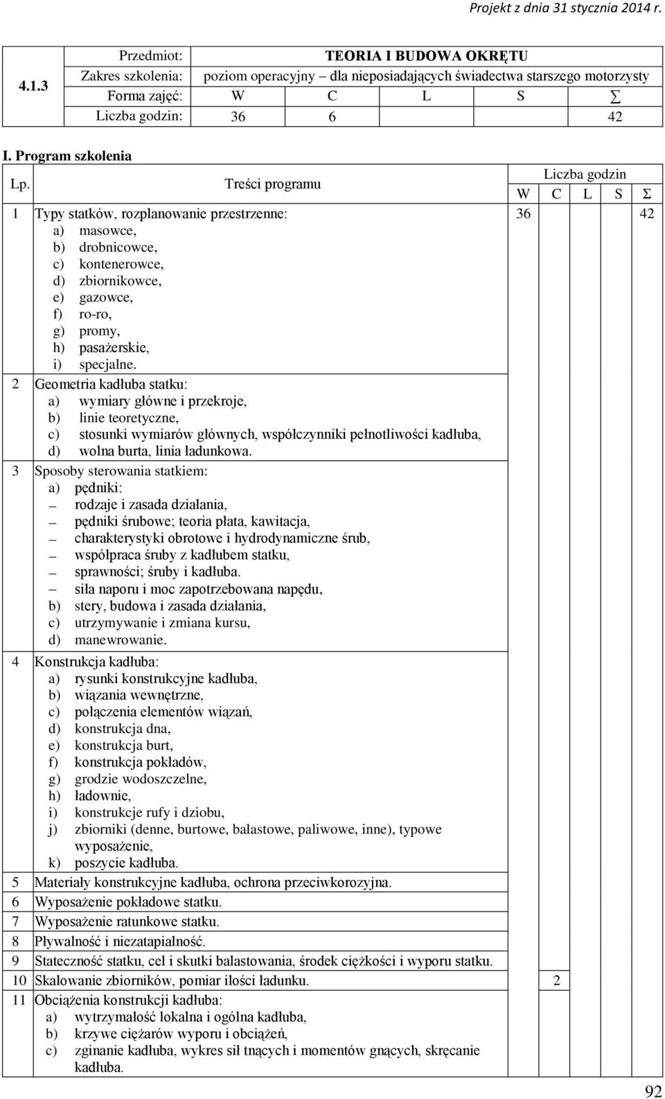 2 Geometria kadłuba statku: a) wymiary główne i przekroje, b) linie teoretyczne, c) stosunki wymiarów głównych, współczynniki pełnotliwości kadłuba, d) wolna burta, linia ładunkowa.