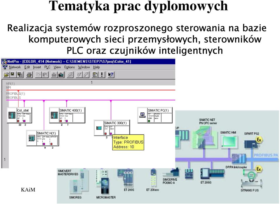 sieci przemysłowych, sterowników PLC oraz