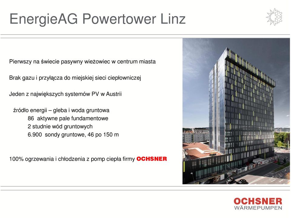 Austrii źródło energii gleba i woda gruntowa 86 aktywne pale fundamentowe 2 studnie wód