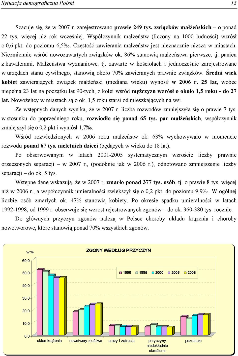 86% stanowią małżeństwa pierwsze, tj. panien z kawalerami. Małżeństwa wyznaniowe, tj.