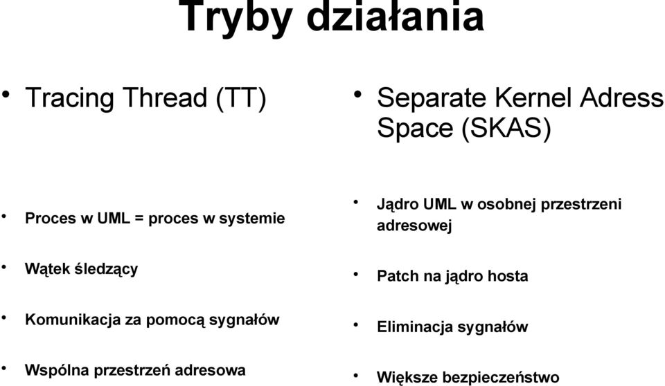 jądro hosta Komunikacja za pomocą sygnałów Eliminacja sygnałów Wspólna