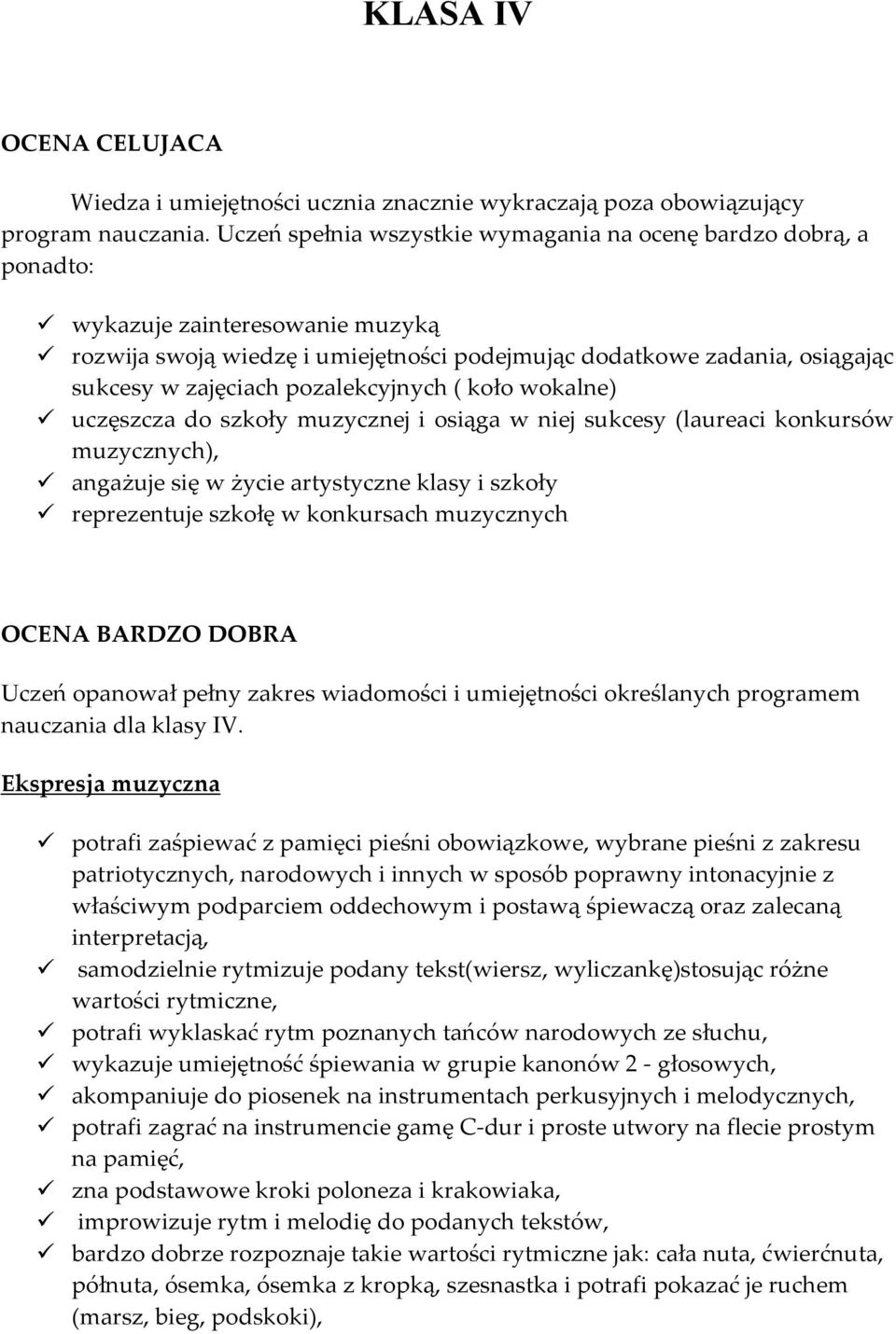 pozalekcyjnych ( koło wokalne) uczęszcza do szkoły muzycznej i osiąga w niej sukcesy (laureaci konkursów muzycznych), angażuje się w życie artystyczne klasy i szkoły reprezentuje szkołę w konkursach