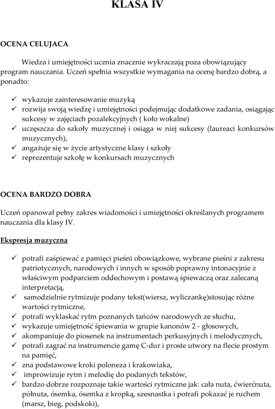 pozalekcyjnych ( koło wokalne) uczęszcza do szkoły muzycznej i osiąga w niej sukcesy (laureaci konkursów muzycznych), angażuje się w życie artystyczne klasy i szkoły reprezentuje szkołę w konkursach