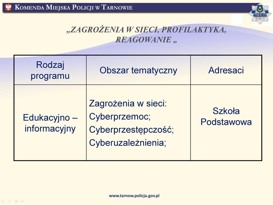 Edukacyjno informacyjny Zagrożenia w sieci: