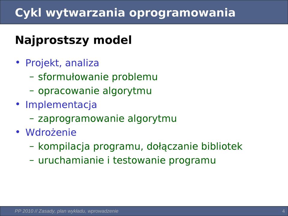 zaprogramowanie algorytmu Wdrożenie kompilacja programu, dołączanie