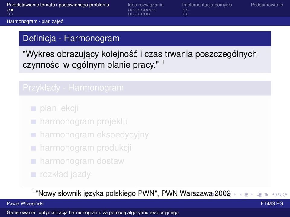 " 1 Przykłady - Harmonogram plan lekcji harmonogram projektu harmonogram