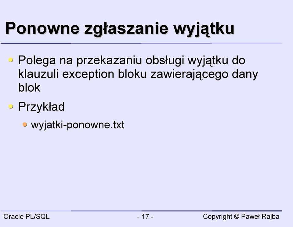 klauzuli exception bloku
