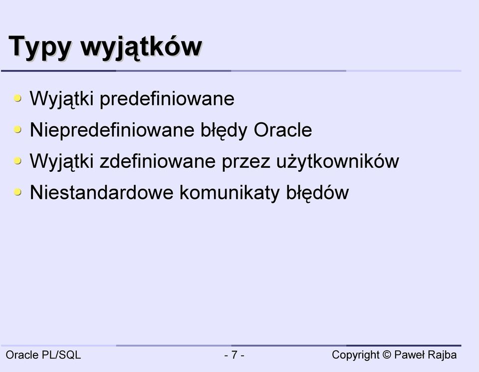 Wyjątki zdefiniowane przez